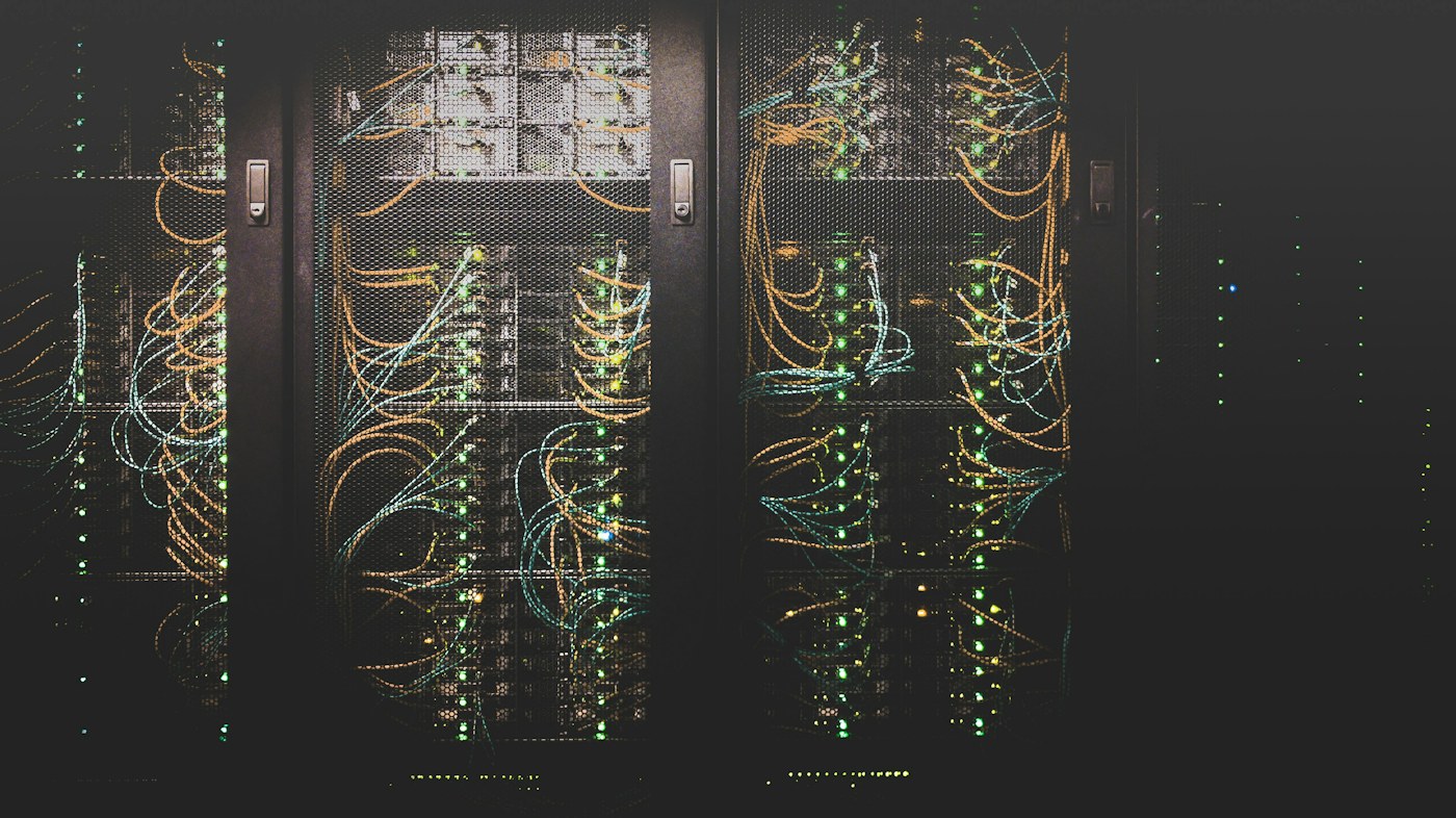 Network cables and equipment in server racks